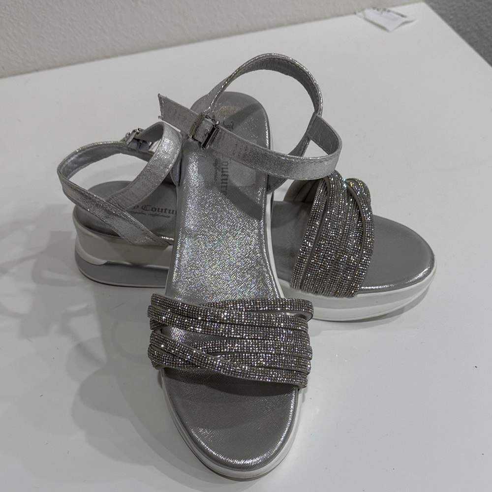 Juicy Couture Silver Sandals with Rhinestones